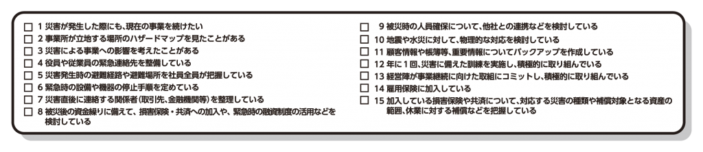 事業継続力強化計画チェックリスト